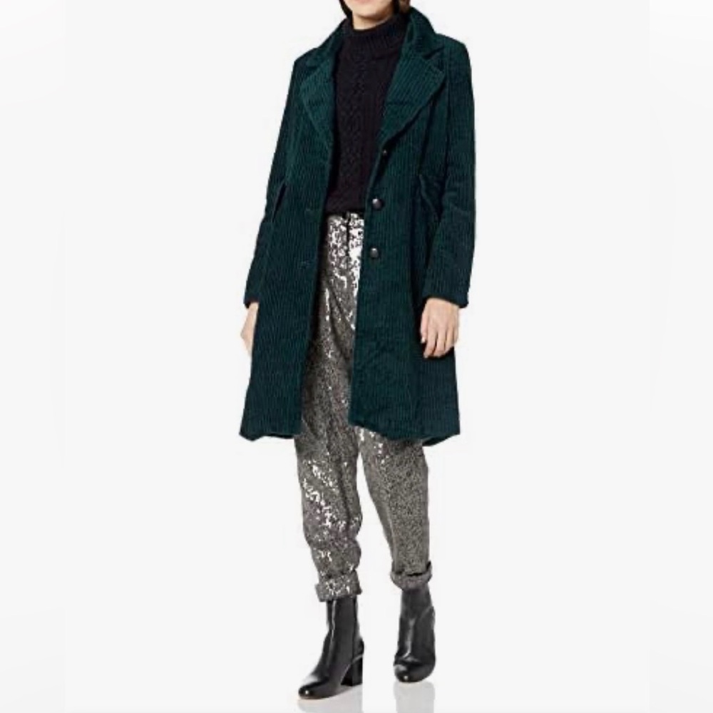 Boho Coat STEVE MADDEN Trench Jacket Cotton Dark Green Corduroy Size XL  XLarge